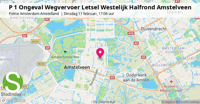 P 1 Ongeval Wegvervoer Letsel Westelijk Halfrond Amstelveen