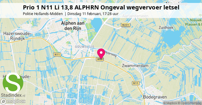 Prio 1 N11 Li 13,8 ALPHRN Ongeval wegvervoer letsel