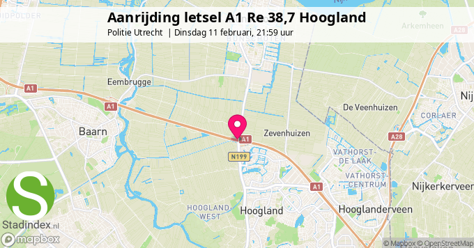 Aanrijding letsel A1 Re 38,7 Hoogland