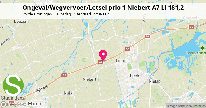 Ongeval/Wegvervoer/Letsel prio 1 Niebert A7 Li 181,2