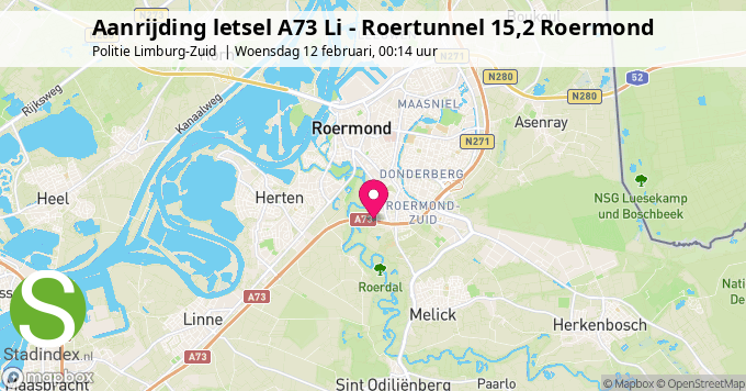 Aanrijding letsel A73 Li - Roertunnel 15,2 Roermond