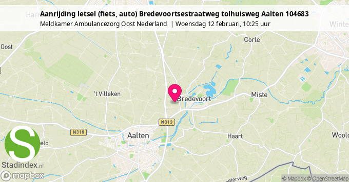 Aanrijding letsel (fiets, auto) Bredevoortsestraatweg tolhuisweg Aalten 104683