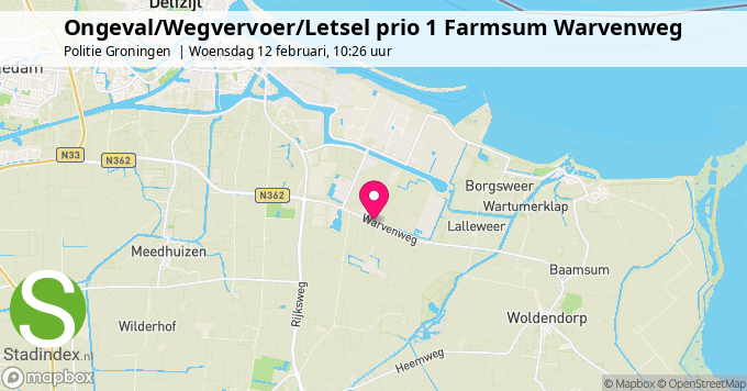 Ongeval/Wegvervoer/Letsel prio 1 Farmsum Warvenweg