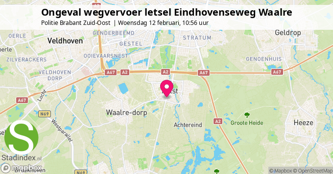 Ongeval wegvervoer letsel Eindhovenseweg Waalre