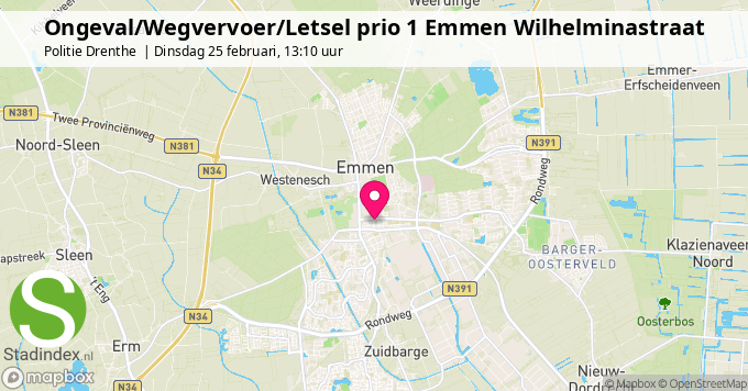 Ongeval/Wegvervoer/Letsel prio 1 Emmen Wilhelminastraat