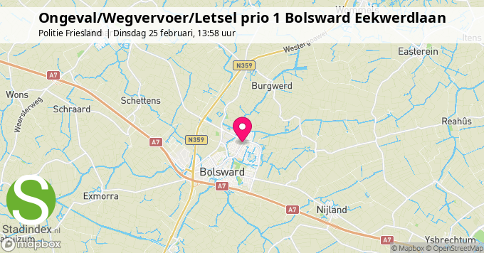 Ongeval/Wegvervoer/Letsel prio 1 Bolsward Eekwerdlaan