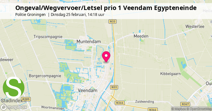 Ongeval/Wegvervoer/Letsel prio 1 Veendam Egypteneinde