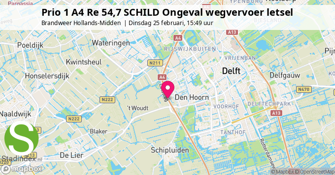 Prio 1 A4 Re 54,7 SCHILD Ongeval wegvervoer letsel