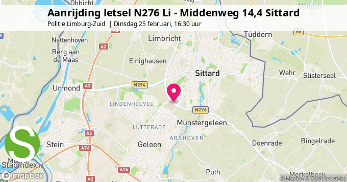 Aanrijding letsel N276 Li - Middenweg 14,4 Sittard