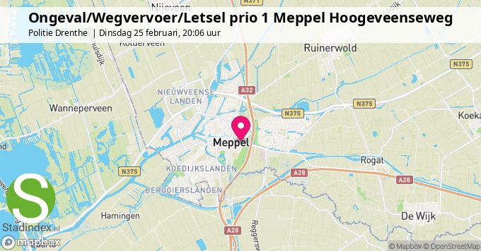 Ongeval/Wegvervoer/Letsel prio 1 Meppel Hoogeveenseweg