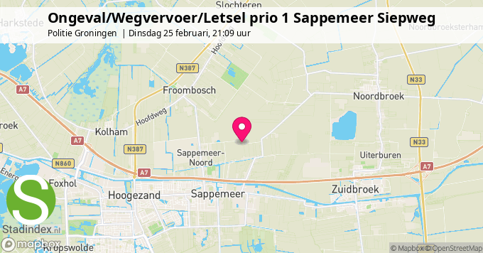 Ongeval/Wegvervoer/Letsel prio 1 Sappemeer Siepweg