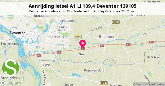 Aanrijding letsel A1 Li 109,4 Deventer 139105