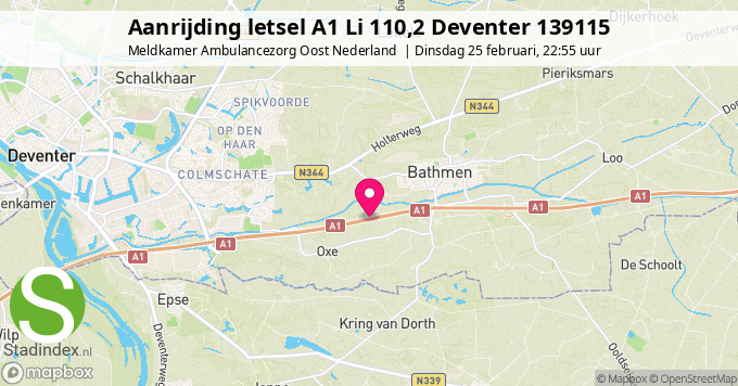 Aanrijding letsel A1 Li 110,2 Deventer 139115