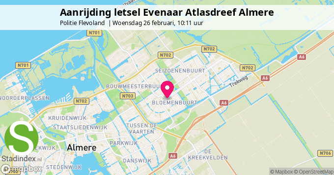 Aanrijding letsel Evenaar Atlasdreef Almere