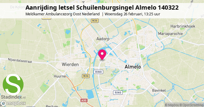 Aanrijding letsel Schuilenburgsingel Almelo 140322