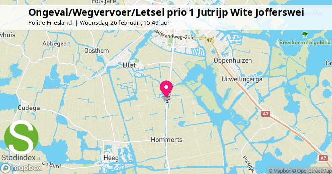 Ongeval/Wegvervoer/Letsel prio 1 Jutrijp Wite Jofferswei