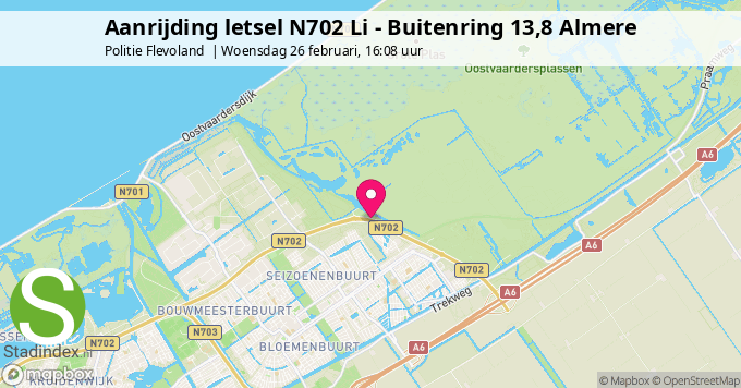 Aanrijding letsel N702 Li - Buitenring 13,8 Almere