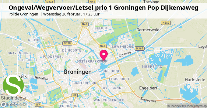 Ongeval/Wegvervoer/Letsel prio 1 Groningen Pop Dijkemaweg