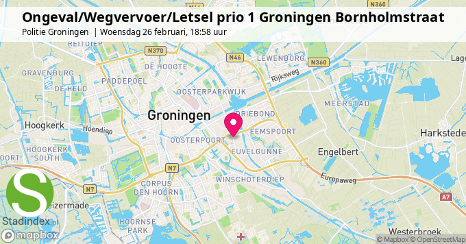 Ongeval/Wegvervoer/Letsel prio 1 Groningen Bornholmstraat