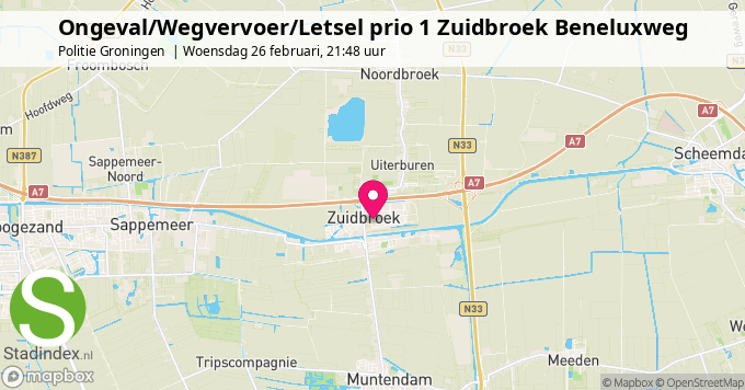 Ongeval/Wegvervoer/Letsel prio 1 Zuidbroek Beneluxweg