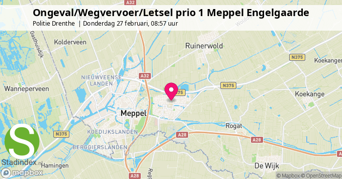 Ongeval/Wegvervoer/Letsel prio 1 Meppel Engelgaarde