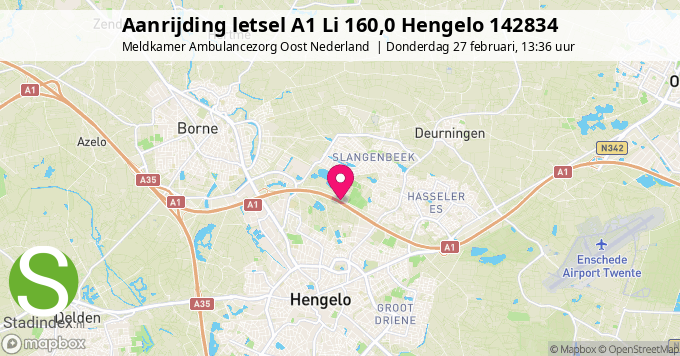 Aanrijding letsel A1 Li 160,0 Hengelo 142834