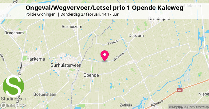 Ongeval/Wegvervoer/Letsel prio 1 Opende Kaleweg