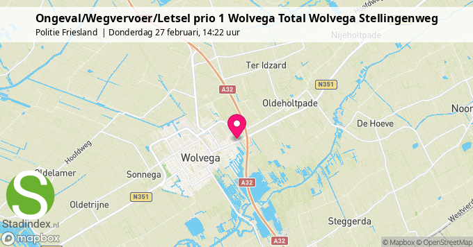 Ongeval/Wegvervoer/Letsel prio 1 Wolvega Total Wolvega Stellingenweg