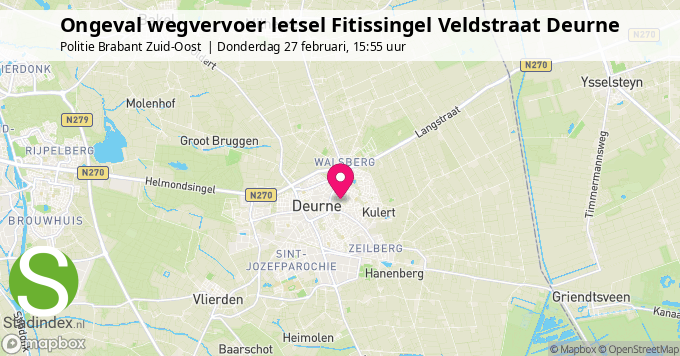 Ongeval wegvervoer letsel Fitissingel Veldstraat Deurne