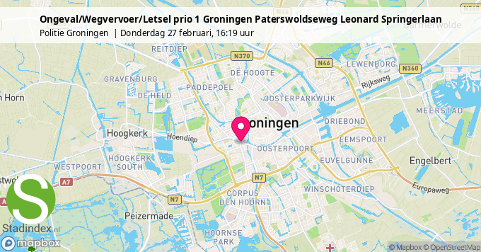 Ongeval/Wegvervoer/Letsel prio 1 Groningen Paterswoldseweg Leonard Springerlaan