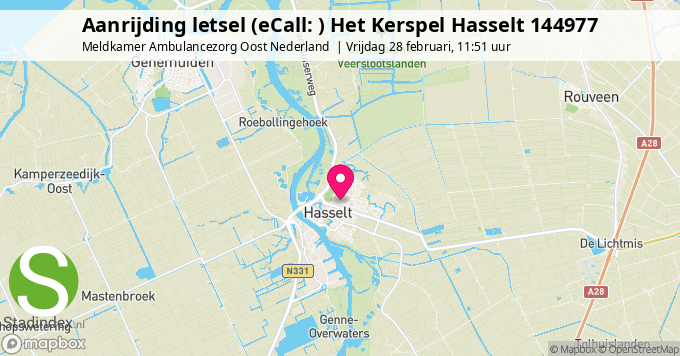 Aanrijding letsel (eCall: ) Het Kerspel Hasselt 144977