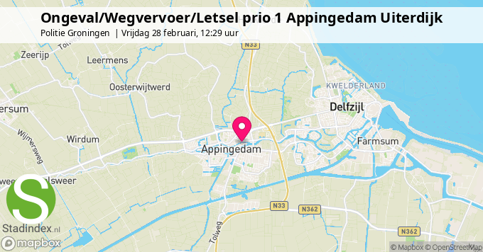 Ongeval/Wegvervoer/Letsel prio 1 Appingedam Uiterdijk