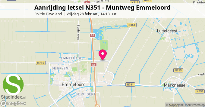 Aanrijding letsel N351 - Muntweg Emmeloord