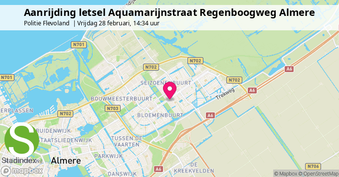 Aanrijding letsel Aquamarijnstraat Regenboogweg Almere