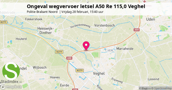 Ongeval wegvervoer letsel A50 Re 115,0 Veghel