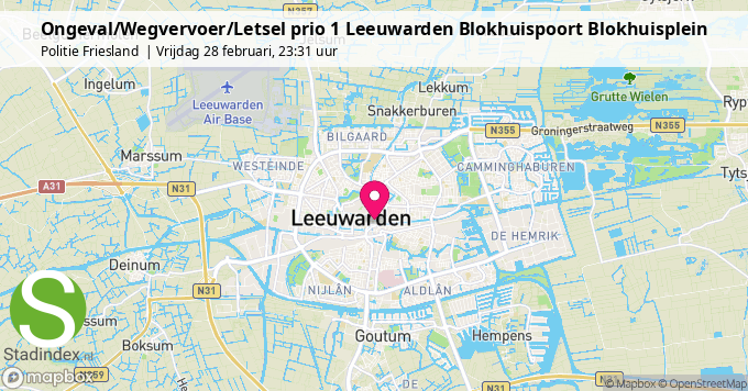 Ongeval/Wegvervoer/Letsel prio 1 Leeuwarden Blokhuispoort Blokhuisplein