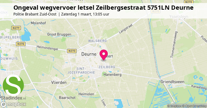 Ongeval wegvervoer letsel Zeilbergsestraat 5751LN Deurne