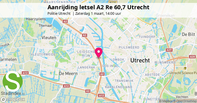 Aanrijding letsel A2 Re 60,7 Utrecht