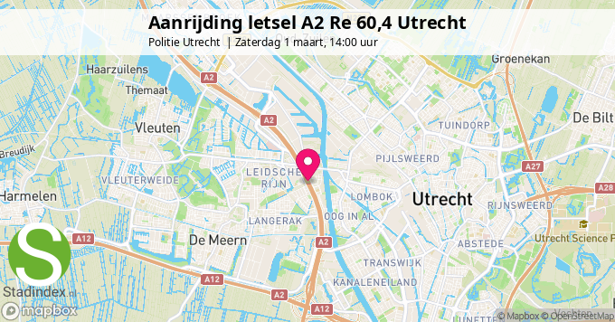 Aanrijding letsel A2 Re 60,4 Utrecht