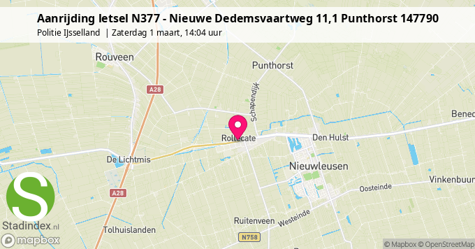 Aanrijding letsel N377 - Nieuwe Dedemsvaartweg 11,1 Punthorst 147790