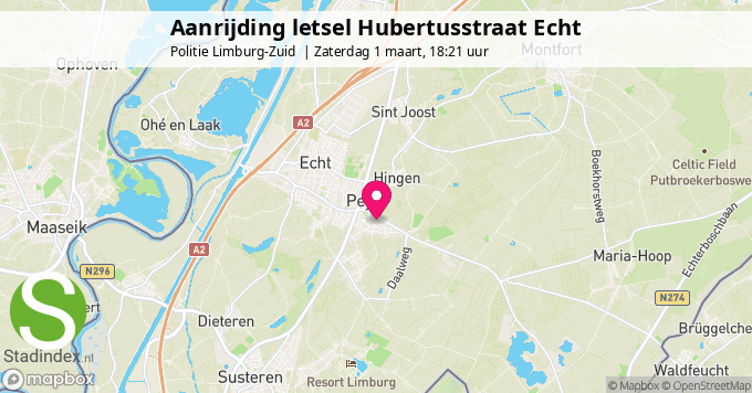 Aanrijding letsel Hubertusstraat Echt