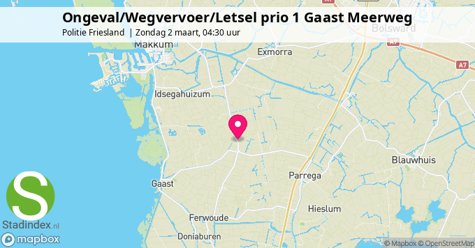 Ongeval/Wegvervoer/Letsel prio 1 Gaast Meerweg