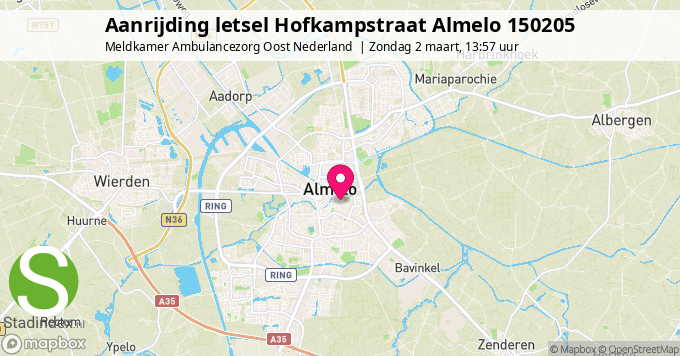 Aanrijding letsel Hofkampstraat Almelo 150205