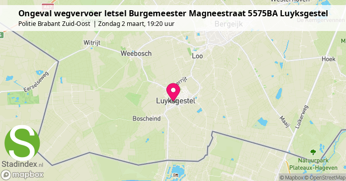 Ongeval wegvervoer letsel Burgemeester Magneestraat 5575BA Luyksgestel