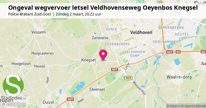 Ongeval wegvervoer letsel Veldhovenseweg Oeyenbos Knegsel