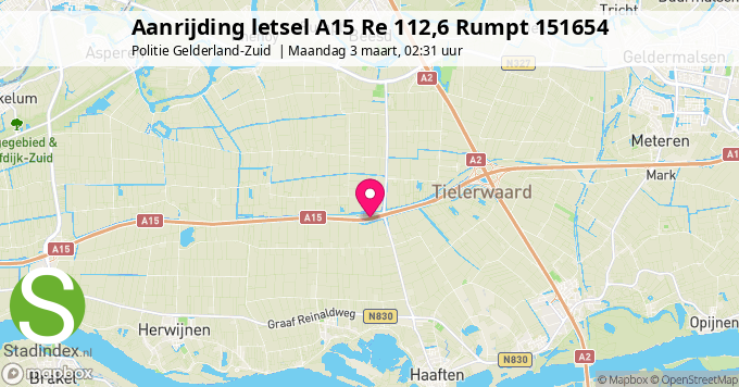 Aanrijding letsel A15 Re 112,6 Rumpt 151654