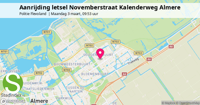 Aanrijding letsel Novemberstraat Kalenderweg Almere