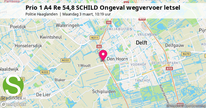 Prio 1 A4 Re 54,8 SCHILD Ongeval wegvervoer letsel