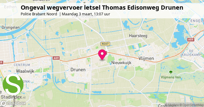 Ongeval wegvervoer letsel Thomas Edisonweg Drunen