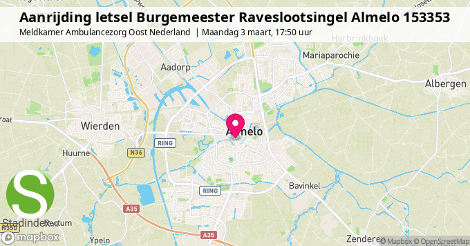 Aanrijding letsel Burgemeester Raveslootsingel Almelo 153353